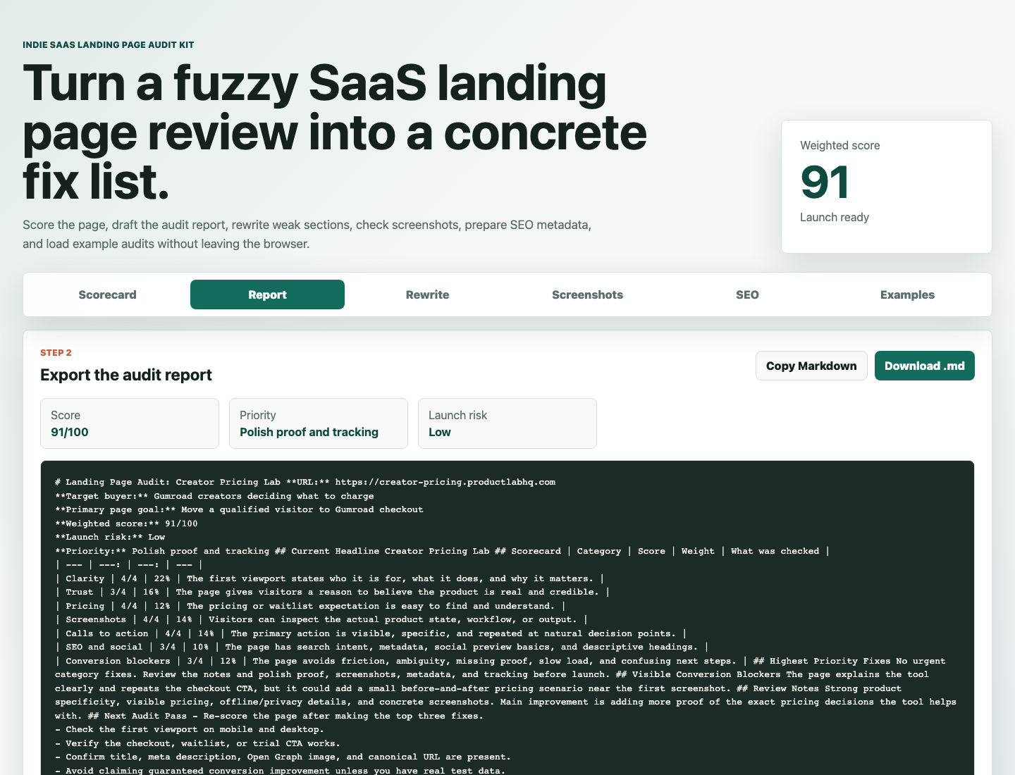 Generated audit report
