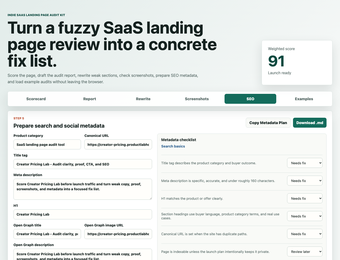 SEO and social metadata planner